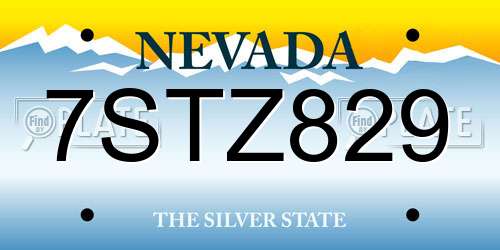 7STZ829 Nevada License Plate