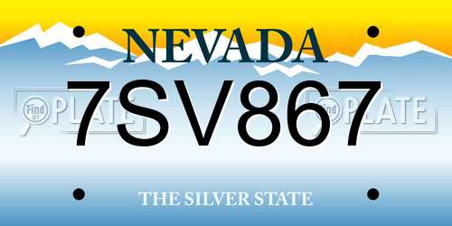7SV867 Nevada License Plate