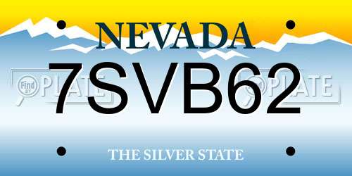 7SVB62 Nevada License Plate