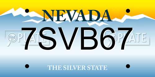 7SVB67 Nevada License Plate