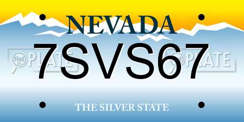 7SVS67 Nevada License Plate