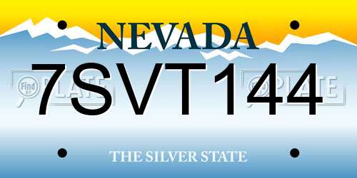 7SVT144 Nevada License Plate