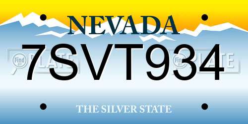7SVT934 Nevada License Plate