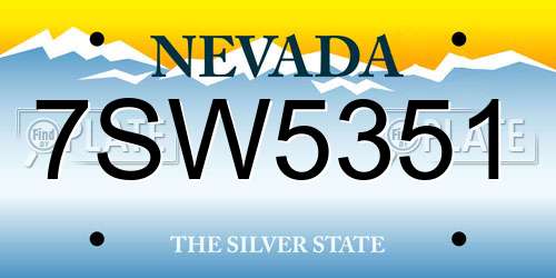 7SW5351 Nevada License Plate