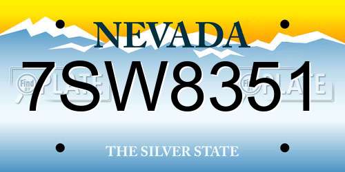 7SW8351 Nevada License Plate