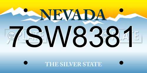 7SW8381 Nevada License Plate