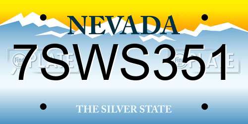7SWS351 Nevada License Plate