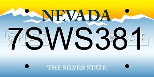7SWS381 Nevada License Plate