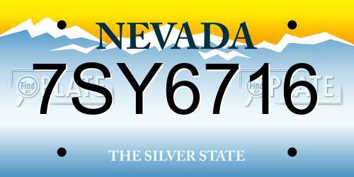 7SY6716 Nevada License Plate