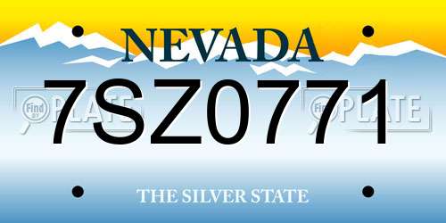 7SZ0771 Nevada License Plate