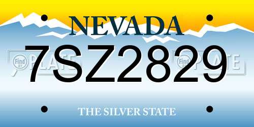 7SZ2829 Nevada License Plate