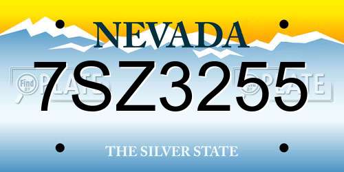 7SZ3255 Nevada License Plate