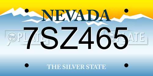 7SZ465 Nevada License Plate