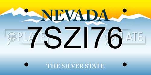 7SZI76 Nevada License Plate
