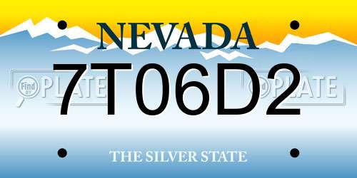 7T06D2 Nevada License Plate