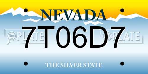 7T06D7 Nevada License Plate