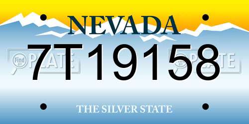 7T19158 Nevada License Plate