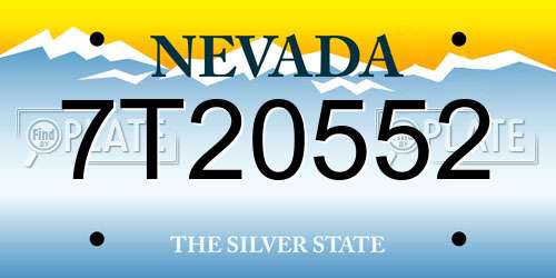 7T20552 Nevada License Plate