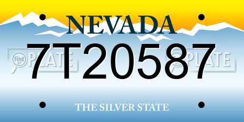 7T20587 Nevada License Plate