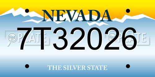 7T32026 Nevada License Plate