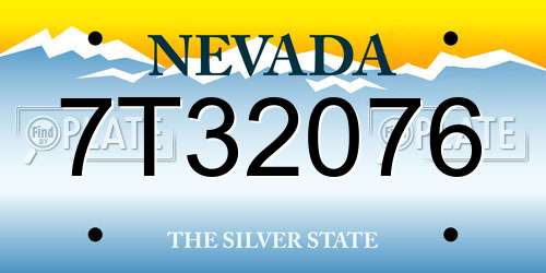 7T32076 Nevada License Plate