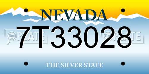 7T33028 Nevada License Plate