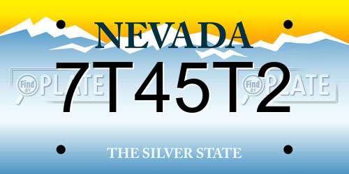 7T45T2 Nevada License Plate