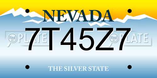7T45Z7 Nevada License Plate
