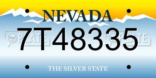 7T48335 Nevada License Plate