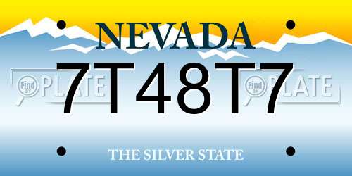 7T48T7 Nevada License Plate