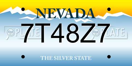 7T48Z7 Nevada License Plate
