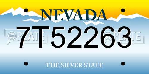 7T52263 Nevada License Plate
