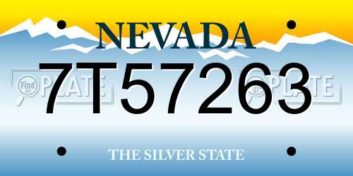 7T57263 Nevada License Plate