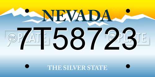 7T58723 Nevada License Plate