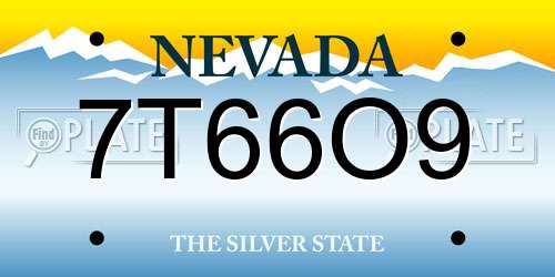 7T66O9 Nevada License Plate