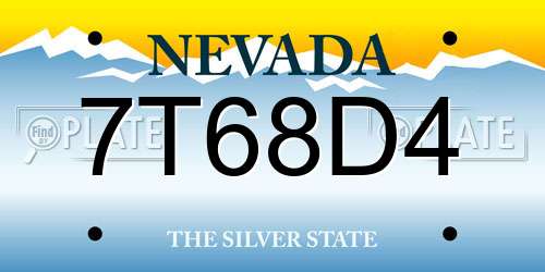 7T68D4 Nevada License Plate