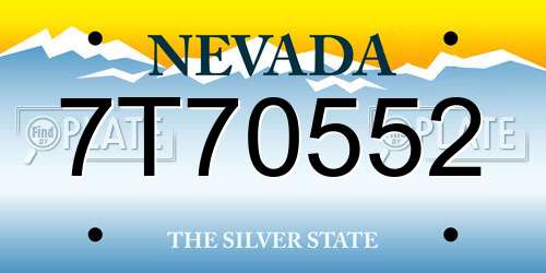 7T70552 Nevada License Plate