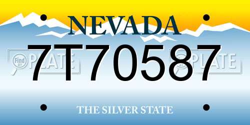 7T70587 Nevada License Plate