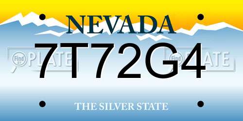 7T72G4 Nevada License Plate