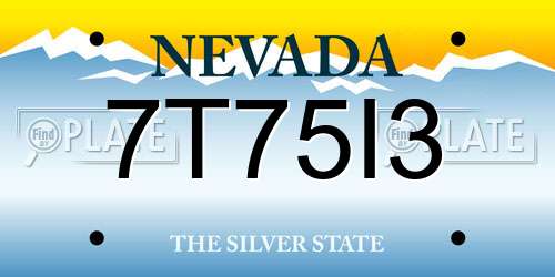 7T75I3 Nevada License Plate