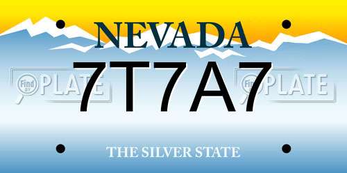 7T7A7 Nevada License Plate