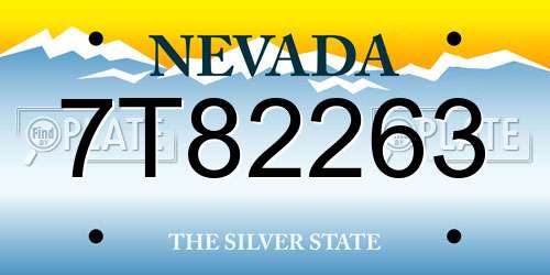 7T82263 Nevada License Plate
