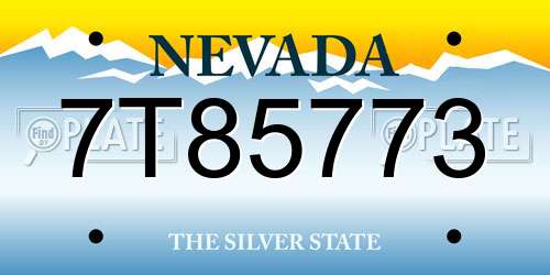 7T85773 Nevada License Plate