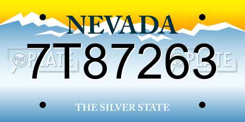 7T87263 Nevada License Plate