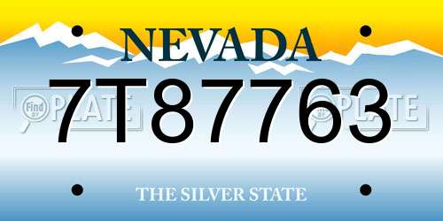 7T87763 Nevada License Plate