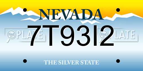 7T93I2 Nevada License Plate