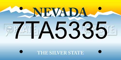 7TA5335 Nevada License Plate