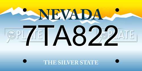 7TA822 Nevada License Plate