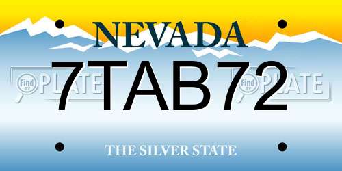 7TAB72 Nevada License Plate