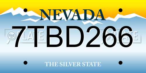 7TBD266 Nevada License Plate